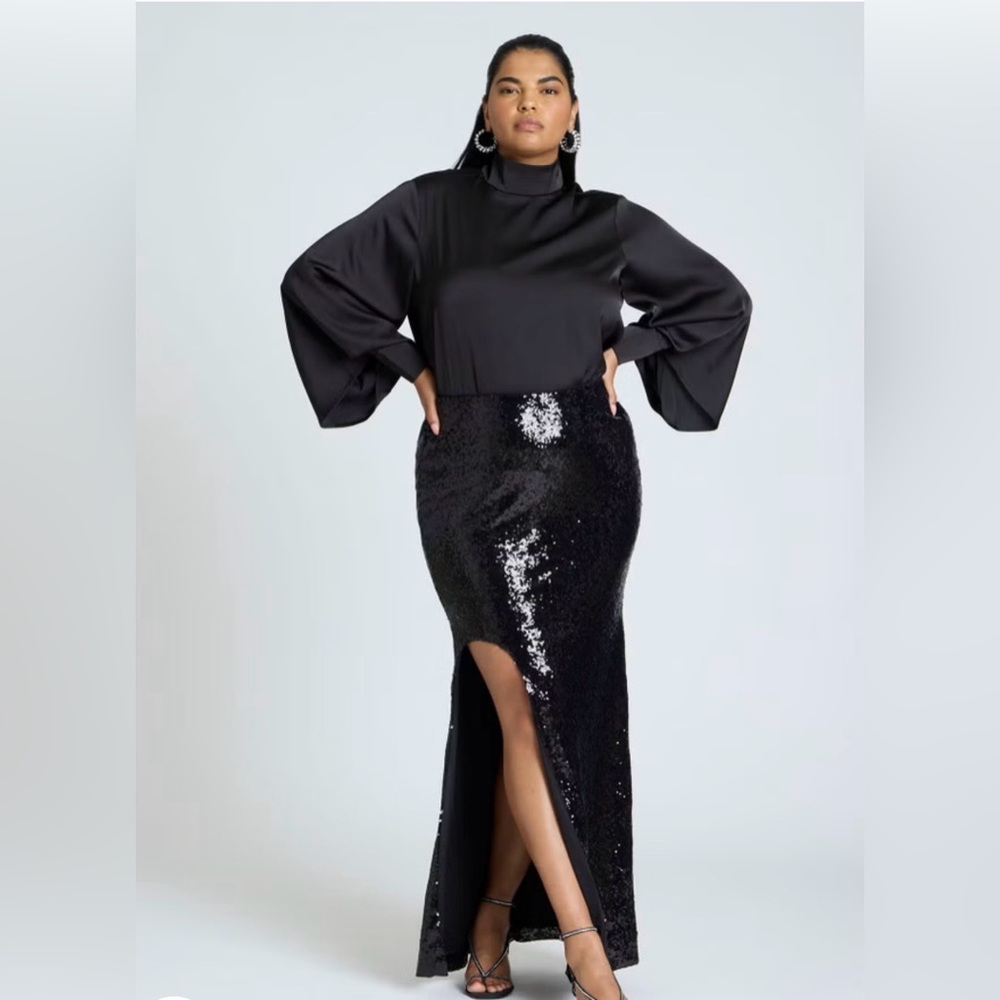 Dramatic Maxi Sequin Skirt with Slit